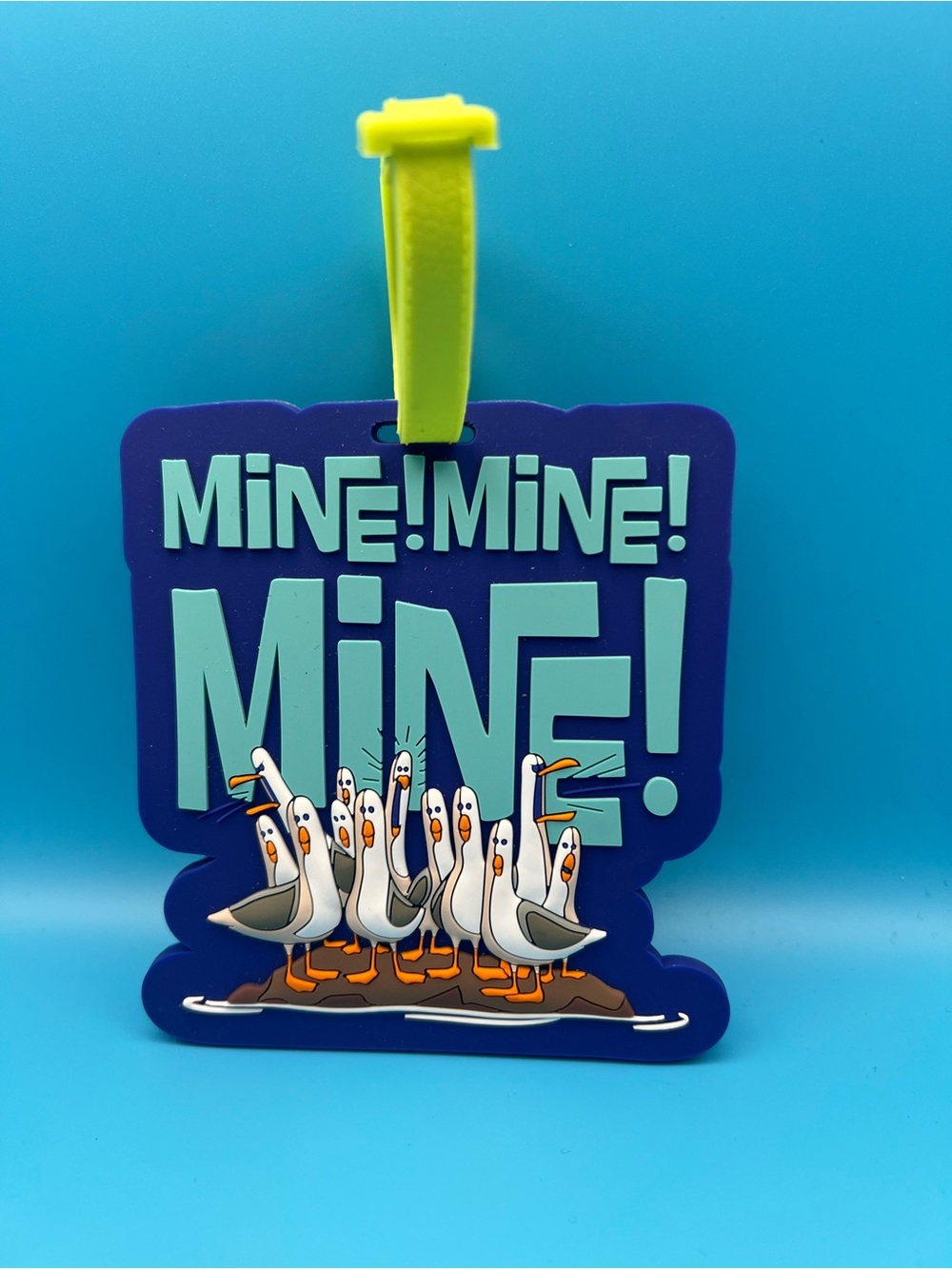 Disney Blue 'MINE! MINE!' Seagull Luggage Tag with Yellow Strap
